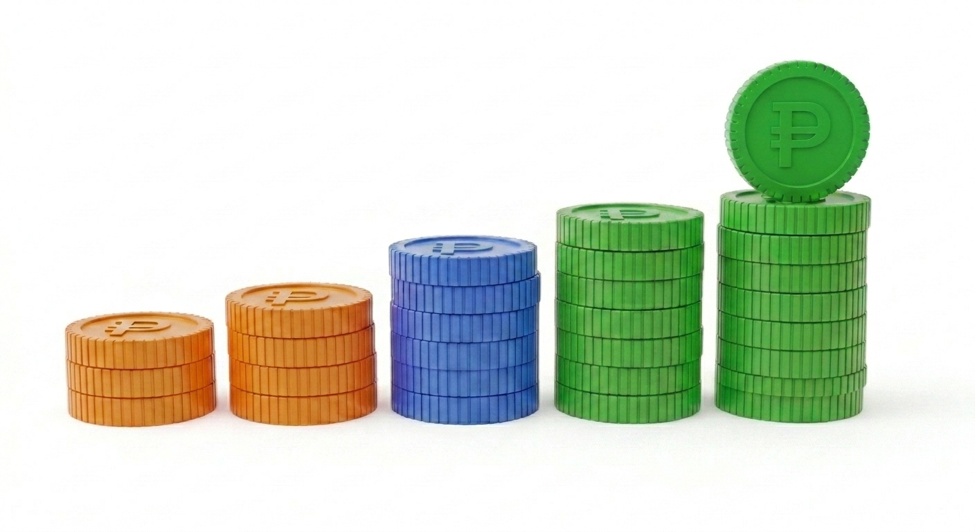 Stacks of peso coins growing taller, representing business growth